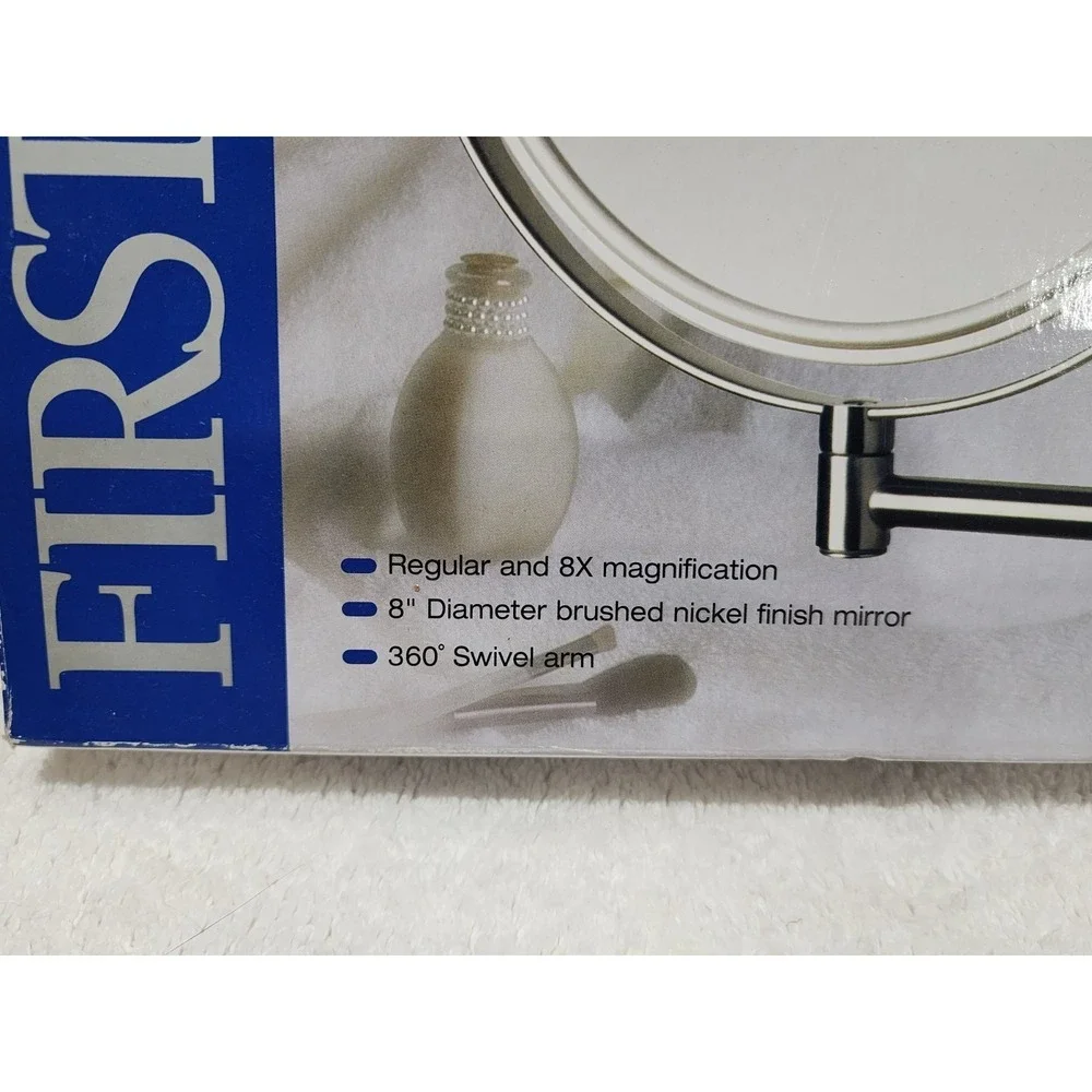 Jerdon First Class Wall Mount 8X Magnifying Swivel Mirror Make Up Vanity NOS Spa